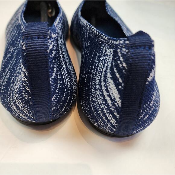New Navy Blue White Ballet Flats Shallow Pointed Toe Breathable Mesh Size 7 - Picture 5 of 8